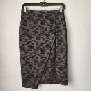 Maeve‎ Anthropologie Faux Wrap Pencil Skirt Geometric Print Career Wear XS